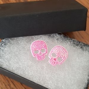 NWOT- Handmade Sparkly Skull Stud Earrings